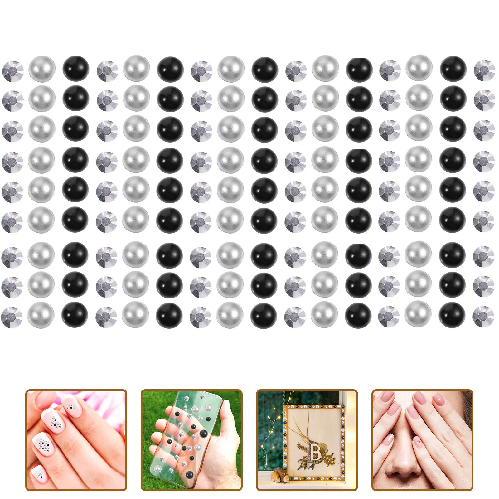 

3pcs 3 Packs Resin Art Decals Pearl Rhinestone Slice Flakes Diy Nail Decorations For Women Manicure Accessories Nail Charms