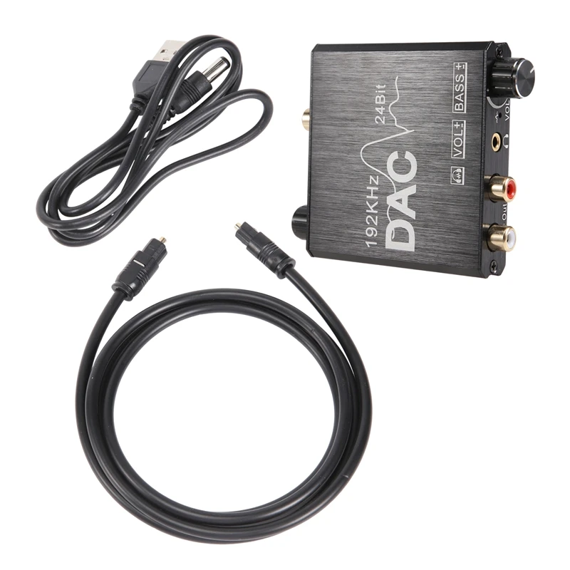 

192Khz Digital To Analog Audio Converter With Bass And Volume Adjustment,Digital SPDIF/Optical/Coaxial To Analog Stereo