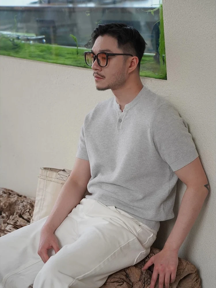 

Cleanfit ey Pine Pattern V-Ne Трикотажная мужская футболка ort Sve irt Summer Texture Feeling f Sve