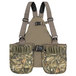 Hunting Vest Camouflage Upland Waterfowl Vest Meadow Lightweight with Hunting Game Duck Pouch and Pockets for Hunting Fishing