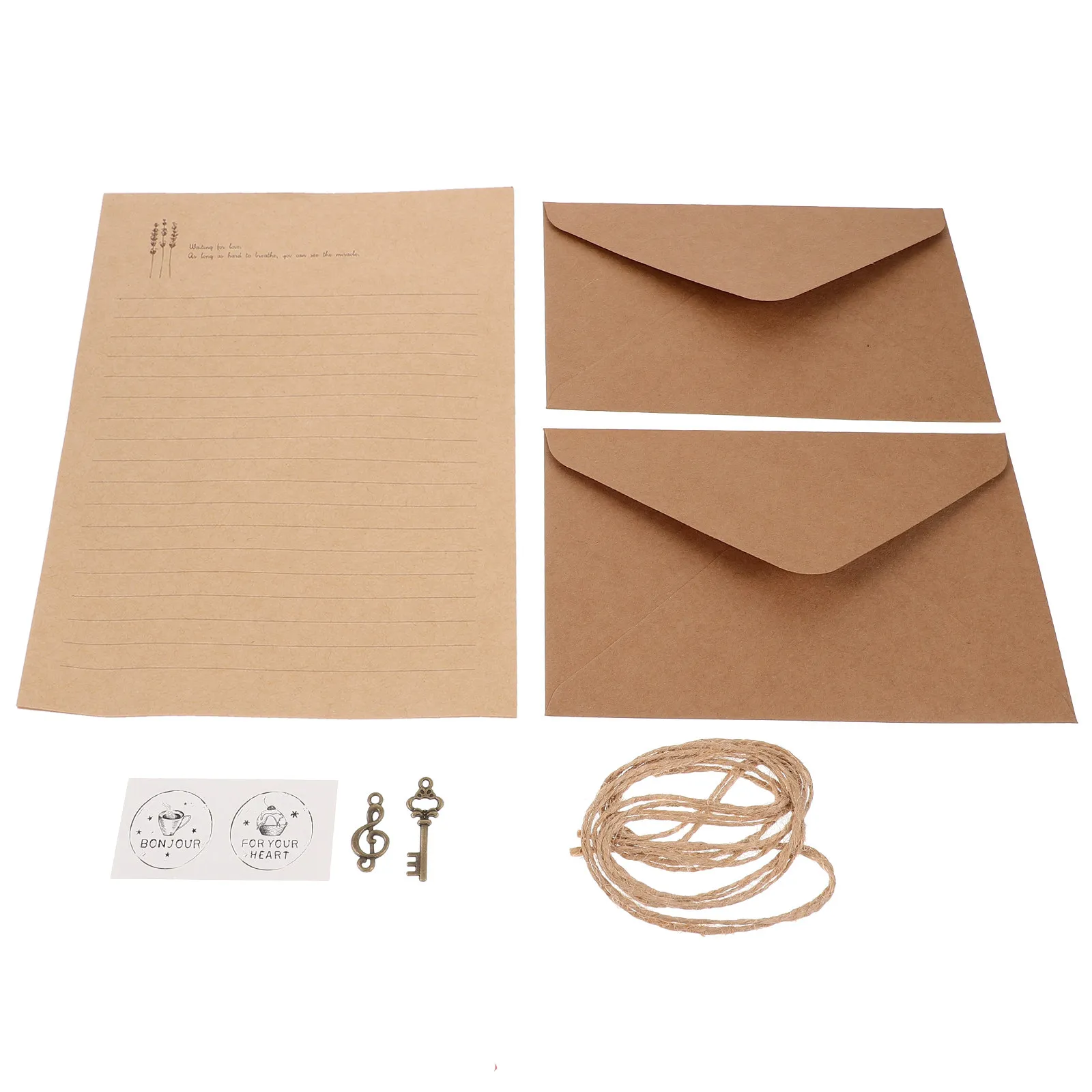 2 Ensembles de Papier à Lettre et Enveloppes Style Vintage - Papeterie Résistante pour Notes de Remerciement, Lettres d'Amour, Poèmes