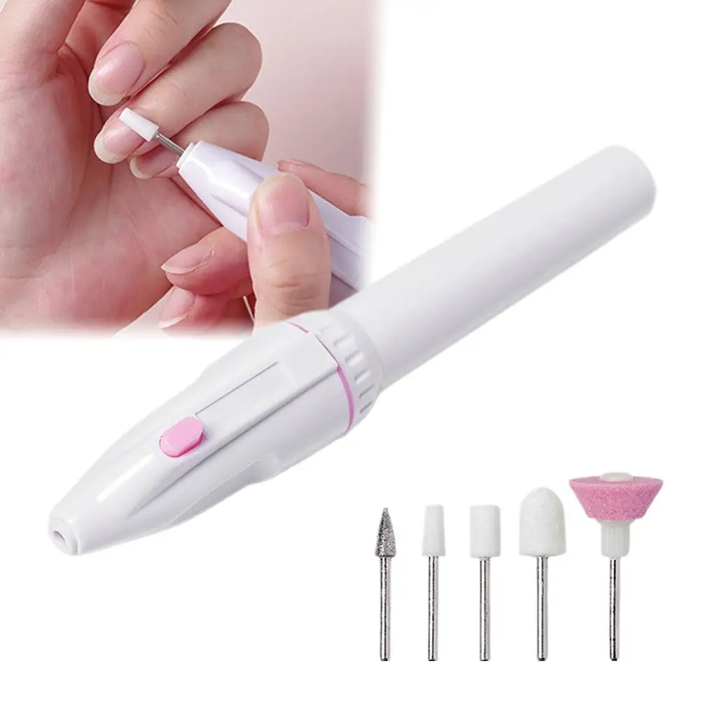 5 في 1 مجموعة مثقاب أظافر كهربائية صغيرة مانيكير وباديكير طحن تلميع مسمار الفن الرملي ملف أدوات القلم آلة #2