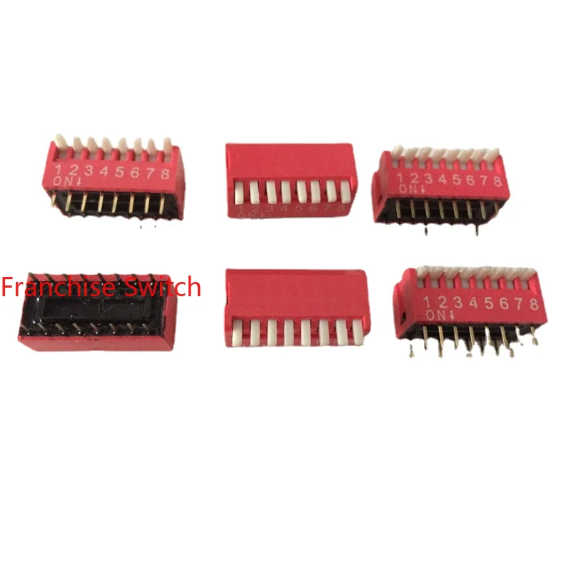 

10PCS High Quality DP-08 Dip Switch Side Code Vertical 8-position 8P Foot Distance 2.54MM Red