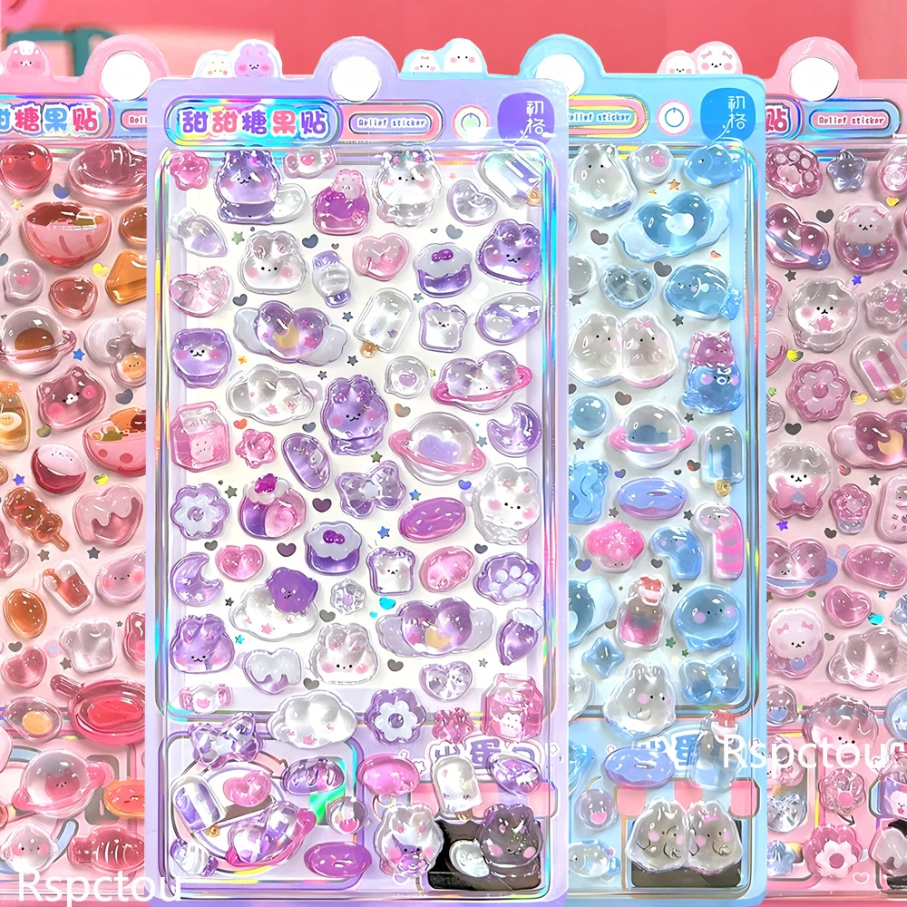 

Милые 3D-наклейки в стиле кавайи: мультяшные животные, еда, кристаллы, пузырьки. Декоративные наклейки-игрушки, подарки.