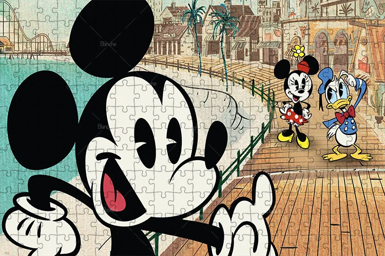 Disney-rompecabezas de papel de Mickey y Minnie para niños, rompecabezas clásico de dibujos animados, imagen para niños, regalo relajante, 1000 piezas