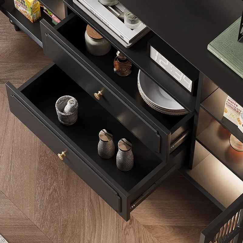 

Minimalist Transparent Corner Black Sideboard Modern Nordic Kitchen Cabinets Storage Consol Coffee Mueble Cocina Home Furniture