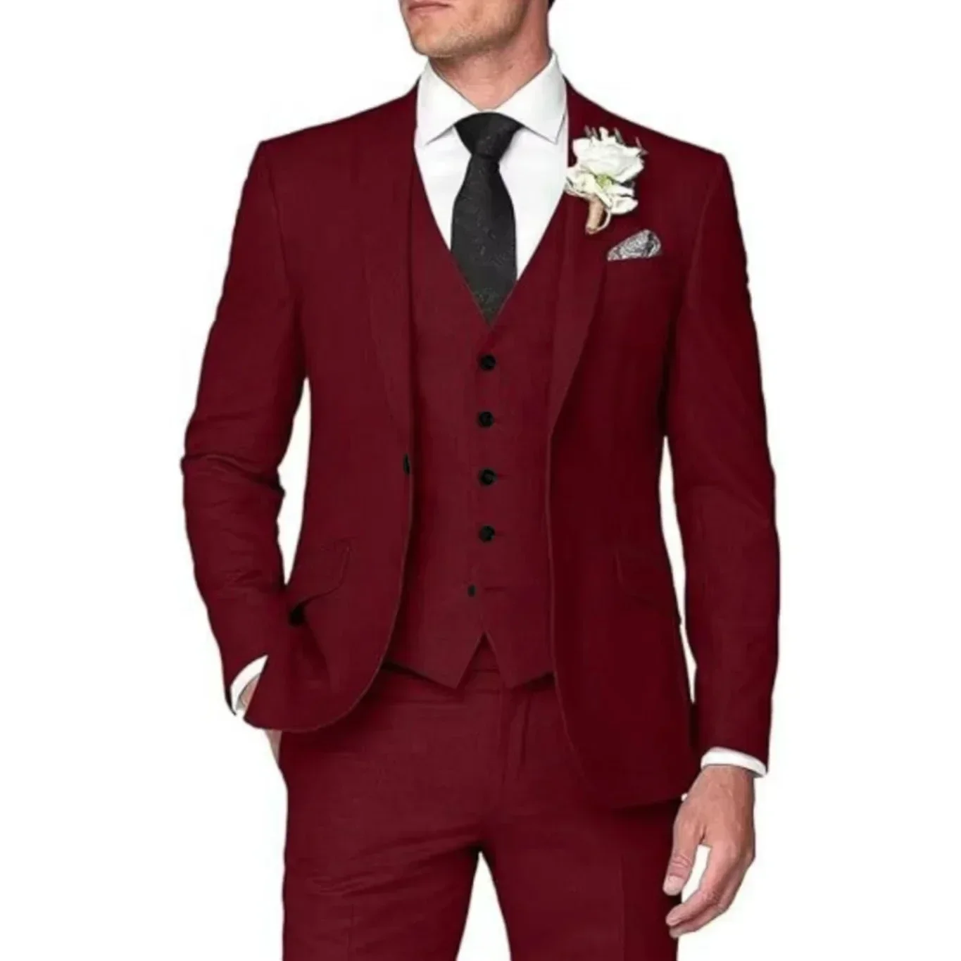 

Men wedding suits 3 Piece Slim Fit For Men Double Breasted Suit Wedding Prom Suits Formal Business Dinner Tuxedo