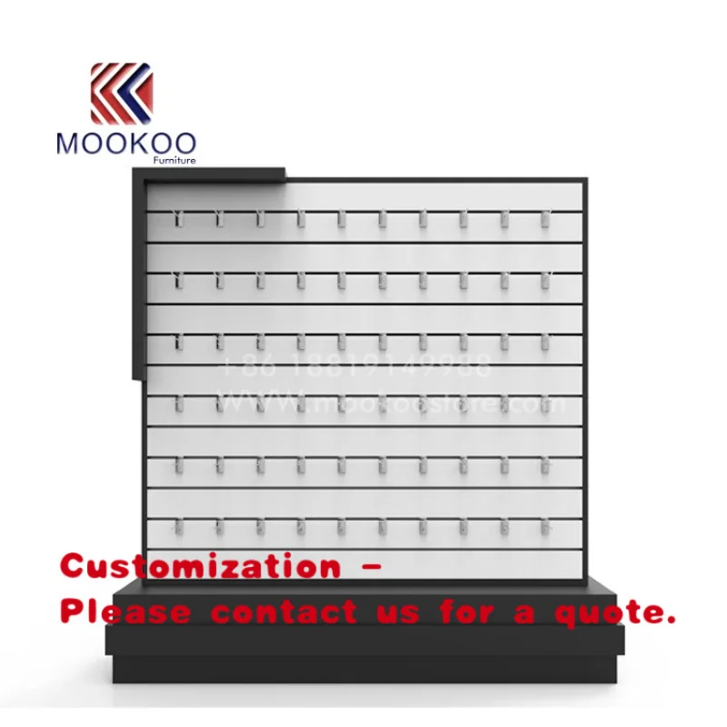 

Настенный демонстрационный шкаф из черно-белого дерева и нержавеющей стали для аксессуаров мобильных телефонов