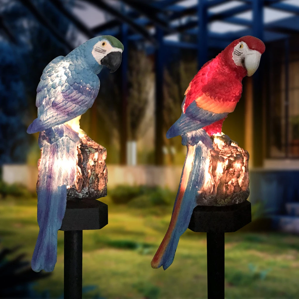 

Solar Lawn Lights Red Parrot Design Garden Path Decor Ground Plug Light Energy Saving High Quality Material Easy Installation