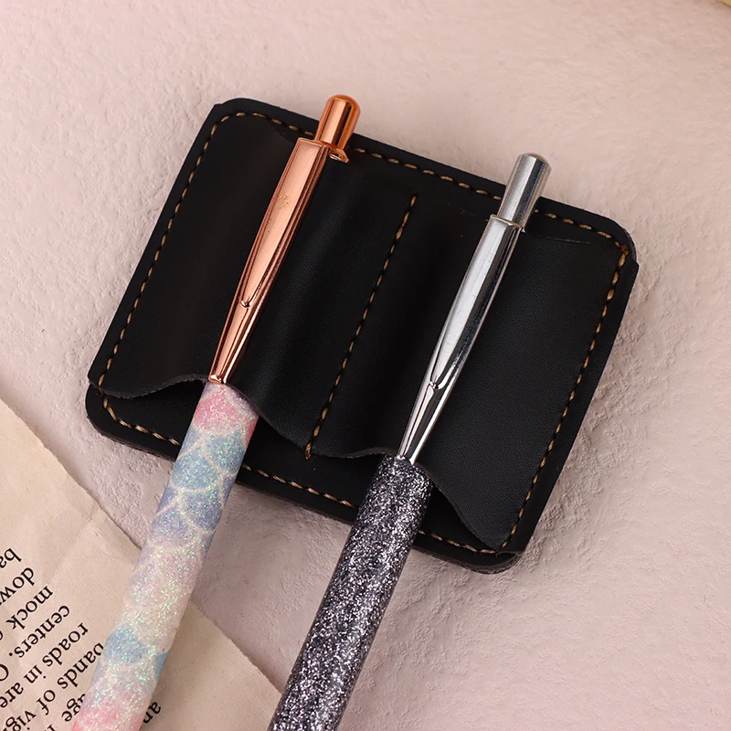 2Pcs Leather Metal Pen Clip Holder Pen Ring Practical Notebook Journal Pencil Fix Clip For Diary Planner