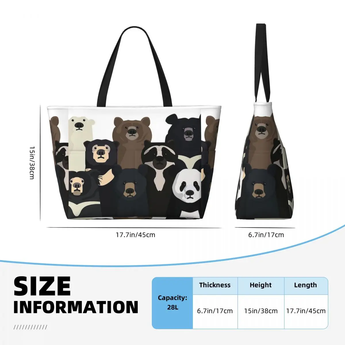 Bears Of The World-Bolso de viaje para la playa, bolsa de mano de gran capacidad, bolso de hombro diario, patrón multiestilo, a la moda