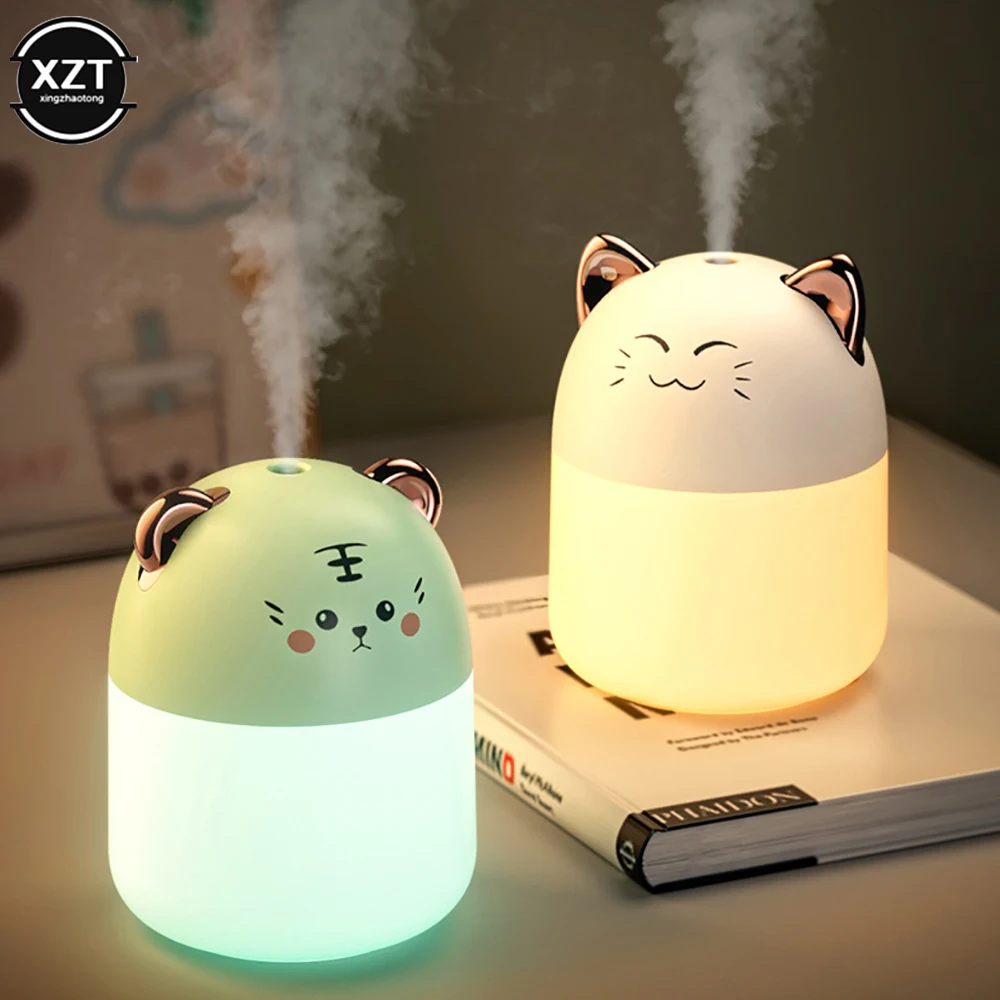 Cute Desktop Humidifier With Colorful Atmosphere Light 250ml Capacity Cool Mist Aroma Diffuser Home Bedroom Humidifier Purifier