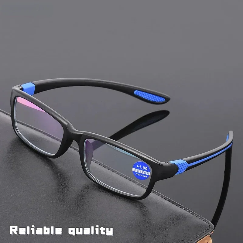 Reading Glasses For Men Women Sports Anti-blue Light Reading Eyewear Black Red TR90 Frame Presbyopia Eyeglasses +100 to+400