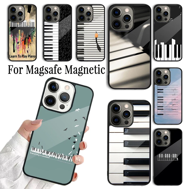 

Чехол для Телефона iPhone 16 15 14 13 12 Mini 11 Pro Max Plus Magsafe, магнитный беспроводной зарядный чехол с фортепиано-клавишами, музыкальный
