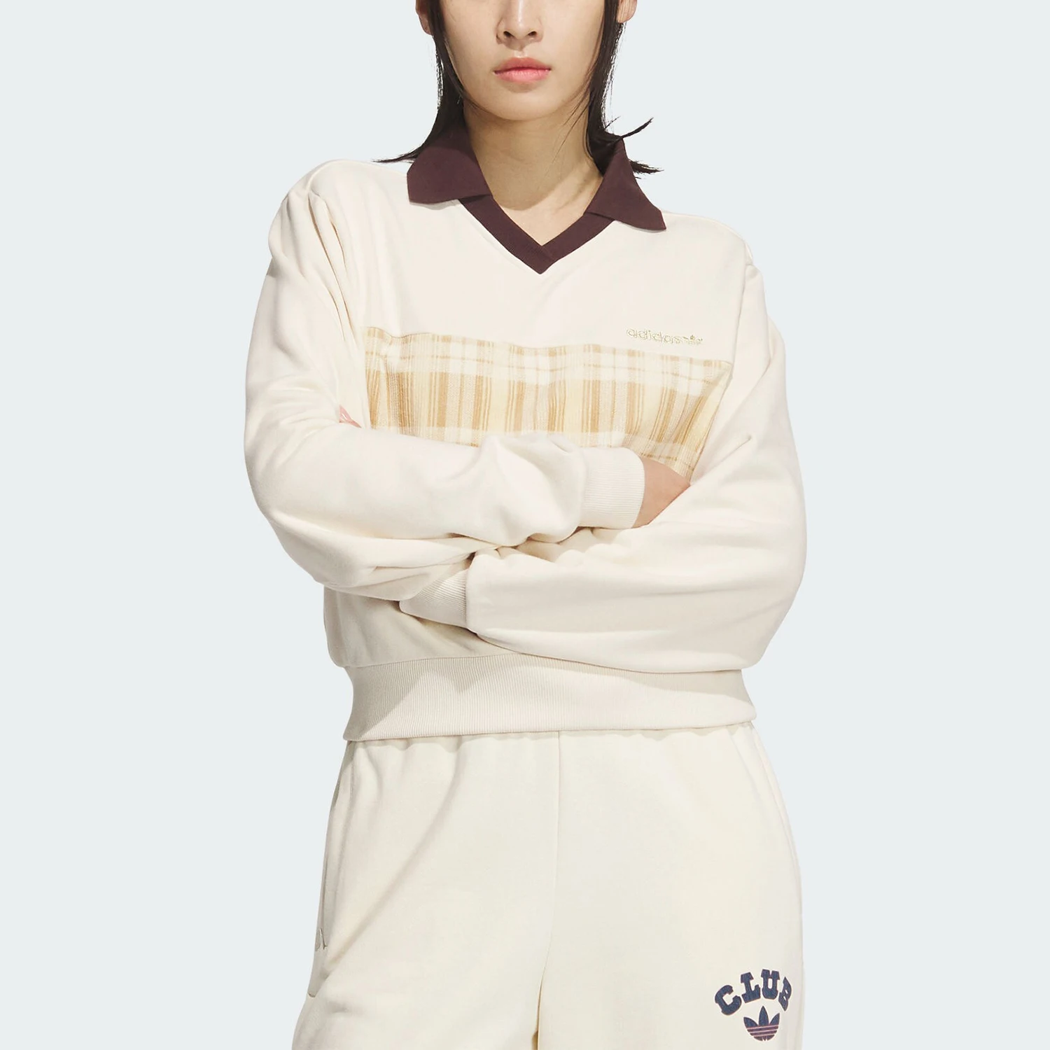 

Adidas genuine Originals Women's Warm Collar Cropped Knitted Sweatshirt JC6852