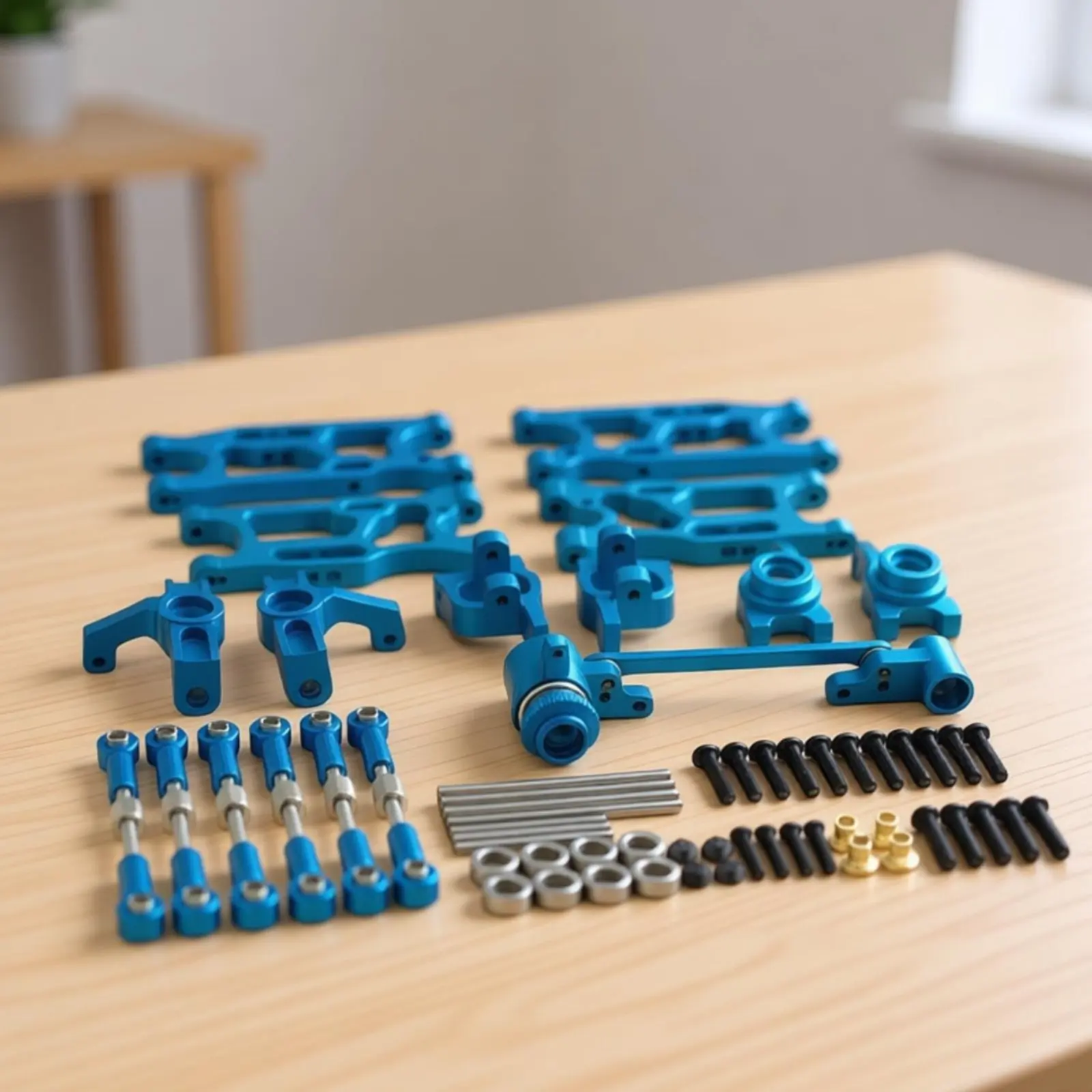 

Front Rear Swing Linkage Tie Rod Set Lightweight Chassis Linkage Steering Joint Kit RC Car Metal Modification Parts Set Anodized