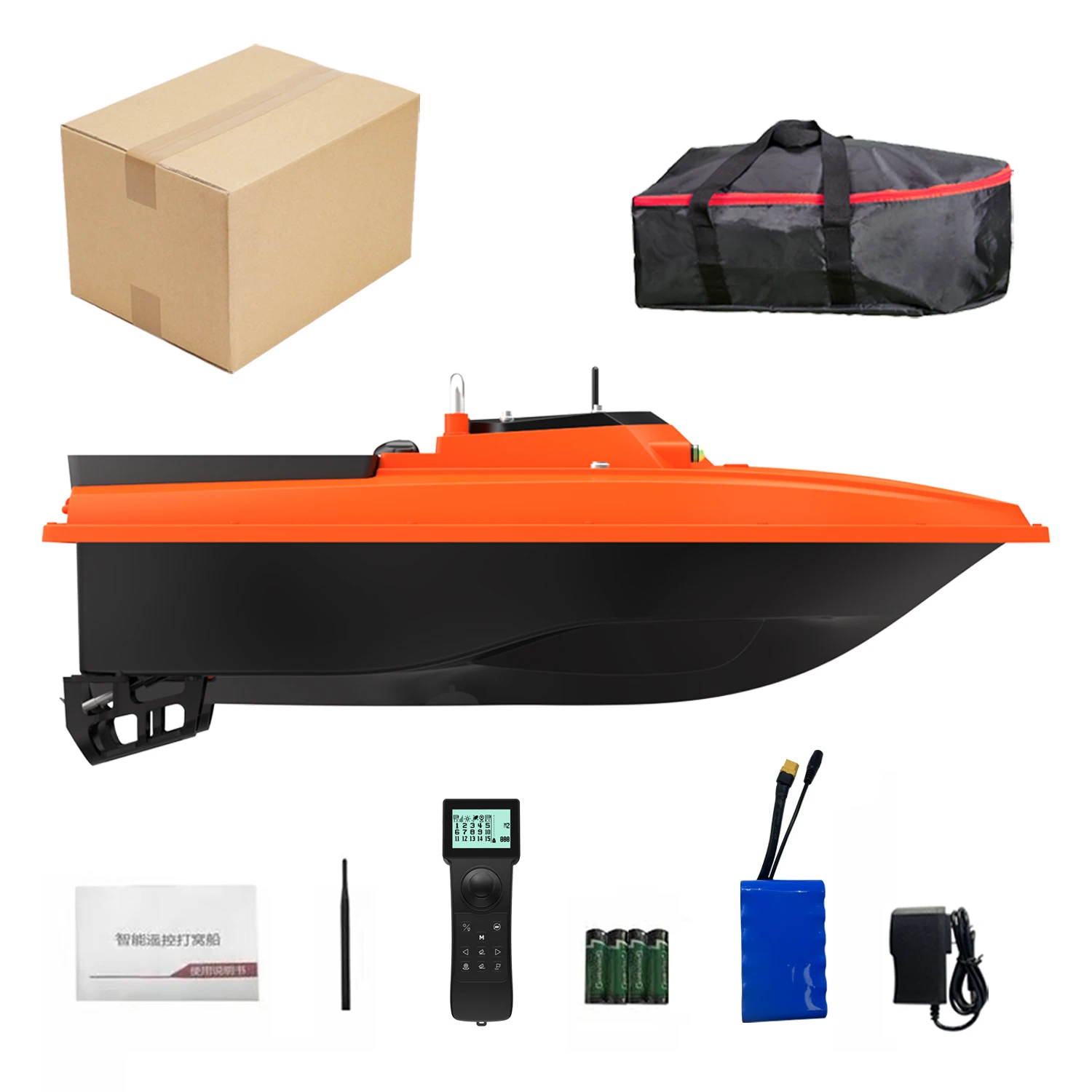 قارب طعم RC عالي السرعة D80B 12 فولت لصيد الأسماك مع صينية الطعم وإطلاق الخط الرقمي