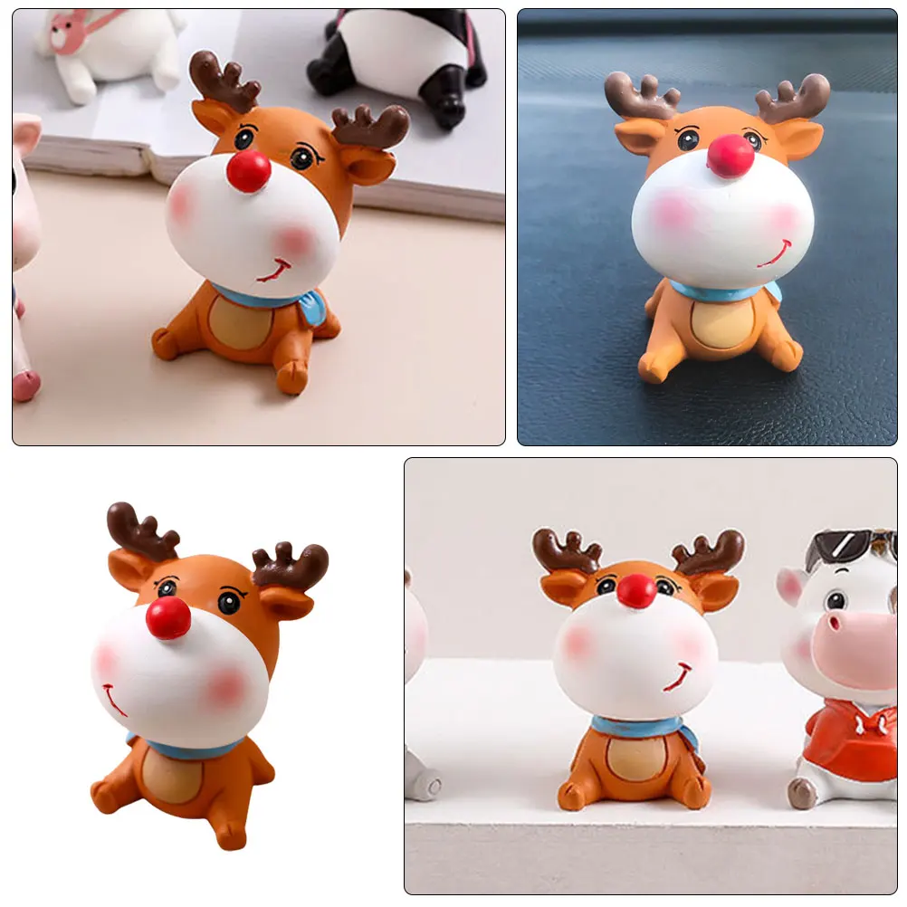 

Mini Christmas Ornaments Cute Pet Resin Deer Decorations Figures for