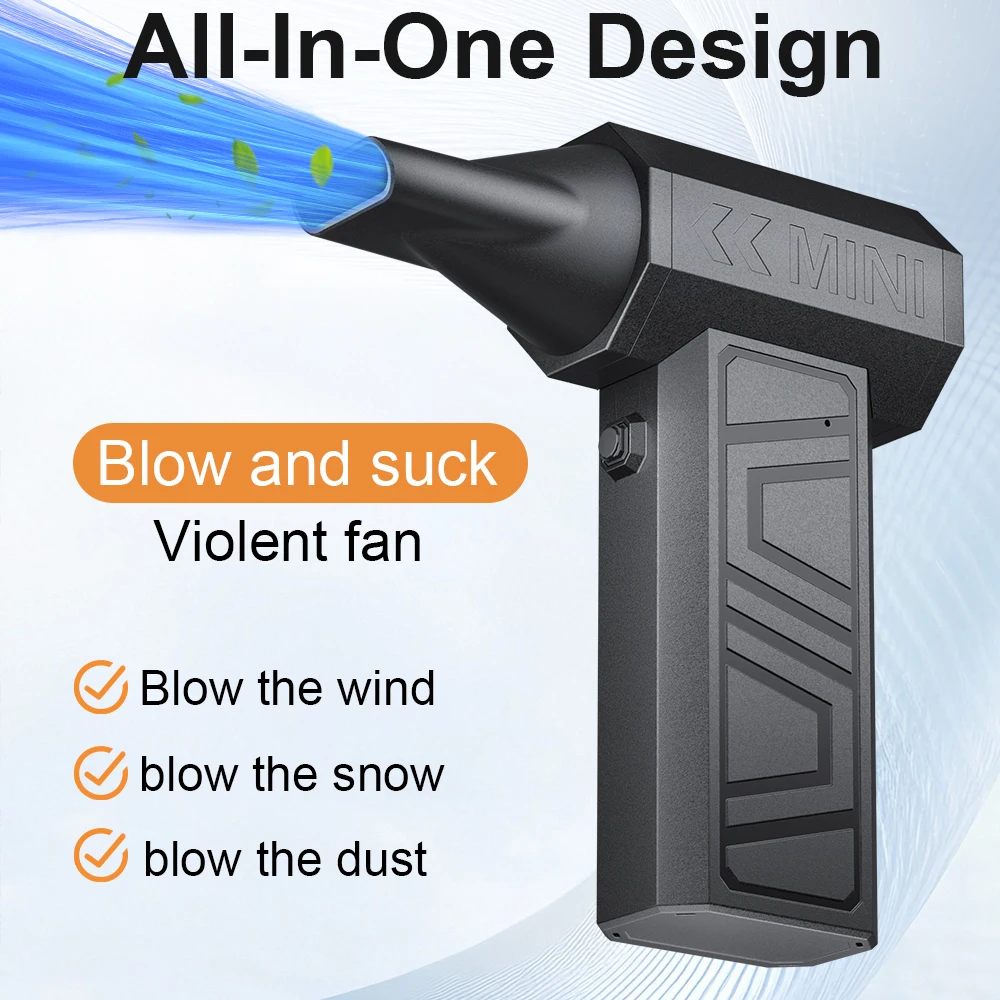 

Type-C Charging Car Fan 130000RPM Portable 5 Outlet Nozzles Electric Air Duster Blowing Snow Cleaning Blower Tool Turbo Jet Fan