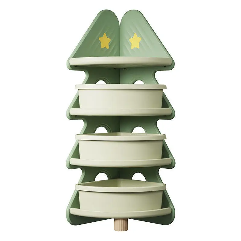 아기 방을위한 책장 오거나이저가있는 어린이 보관 캐비닛, 다층 코너 선반 보관함, 크리스마스 트리 장식