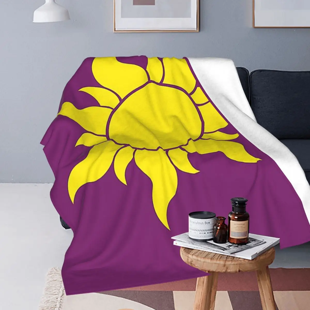 Rapunzel Sun Blanket Soft Warm Flannel Throw Blanket Bedspread for Bed Living room Picnic Travel Home Couch