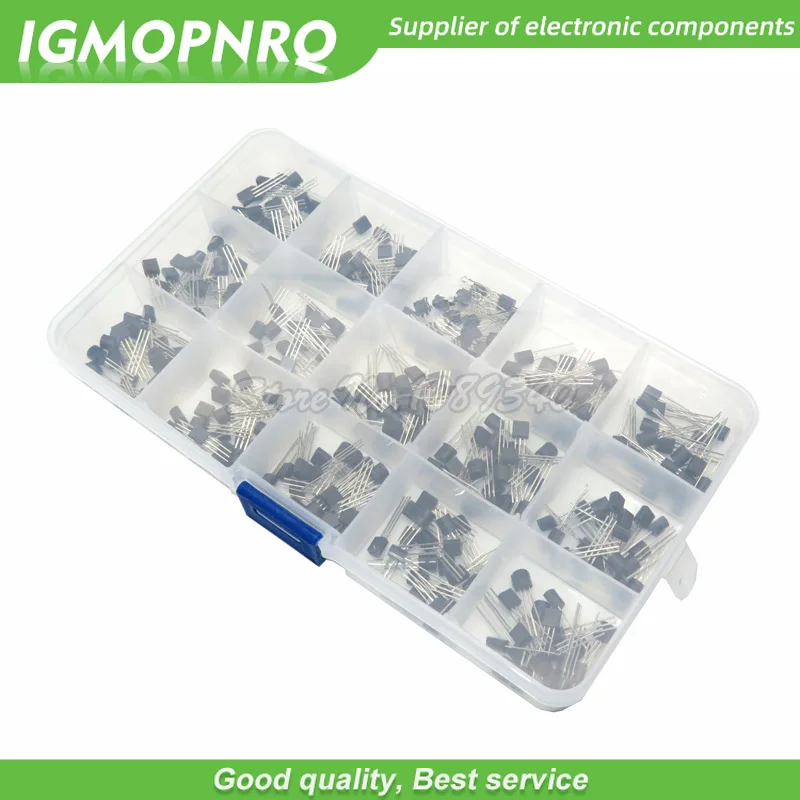 15Value*20pcs TO-92 Assorted Kit 2N2222 S9012 S9013 S9014 S8050 S8550 2N3904 2N3906 2N5401 2N5551 A42 A92 A1015 C1815 13001