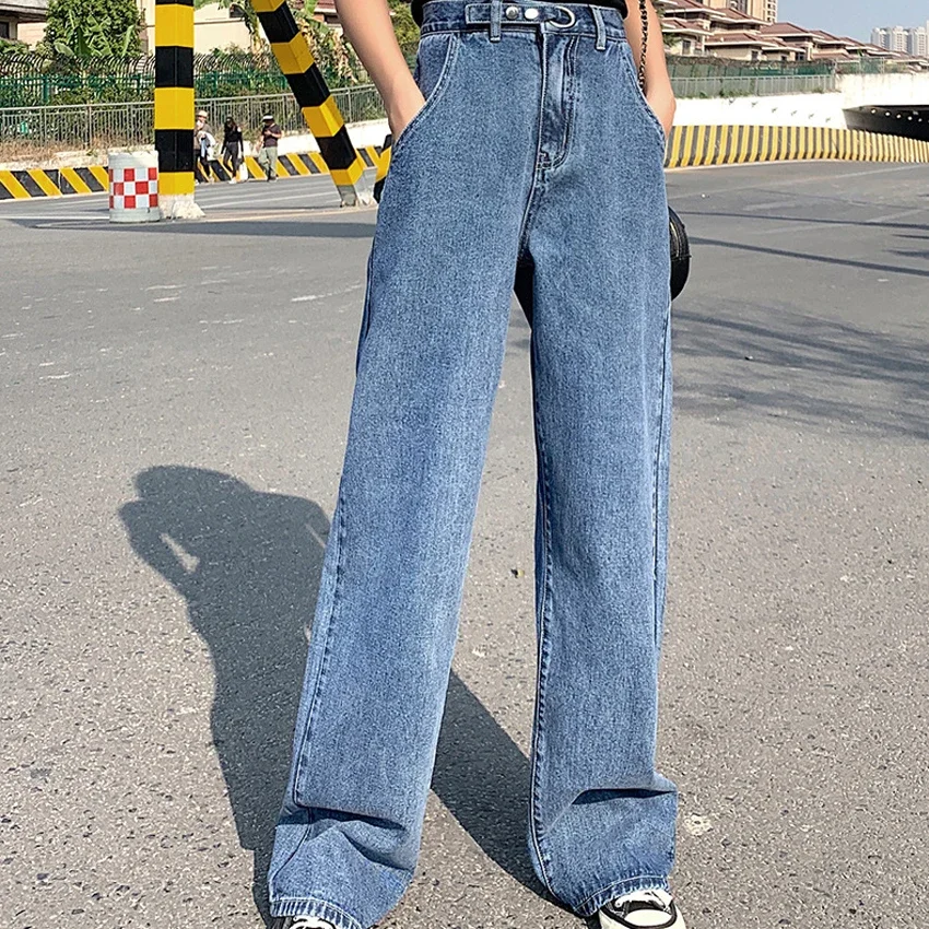 2023 Frauen Harajuku Baggy hohe Taille weites Bein Jeans Damen Femme E-Girl Streetwear Hose Vintage Blue Denim Mode Mujer Y2k