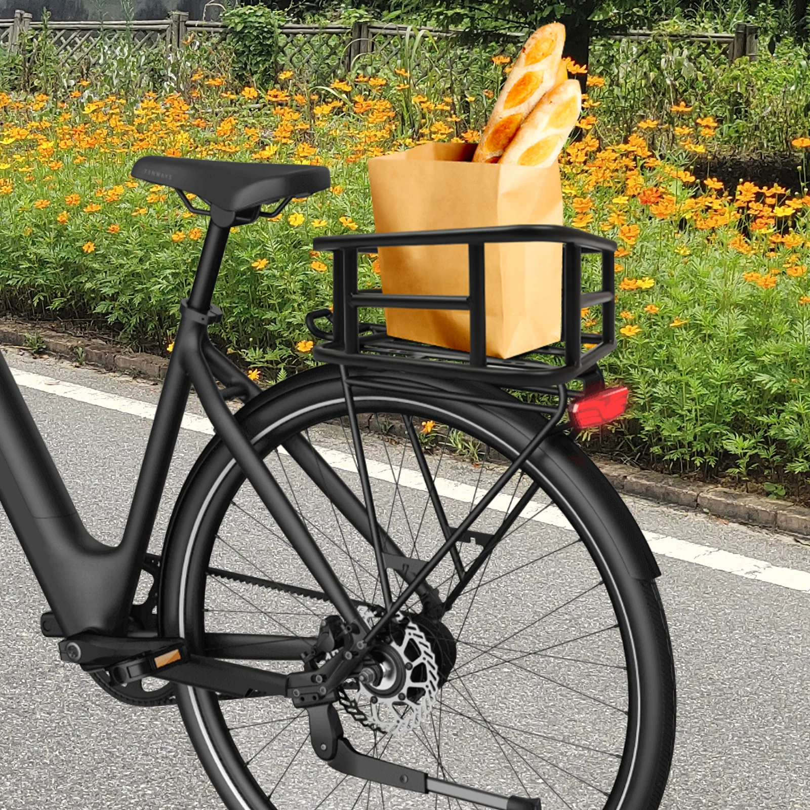 Cestino per bici posteriore, cestino per bicicletta multifunzionale 34,3 * 30,5 * 15 cm Cestino per bici elettrica Capacità di carico di 15 kg per lo shopping da viaggio all'aperto