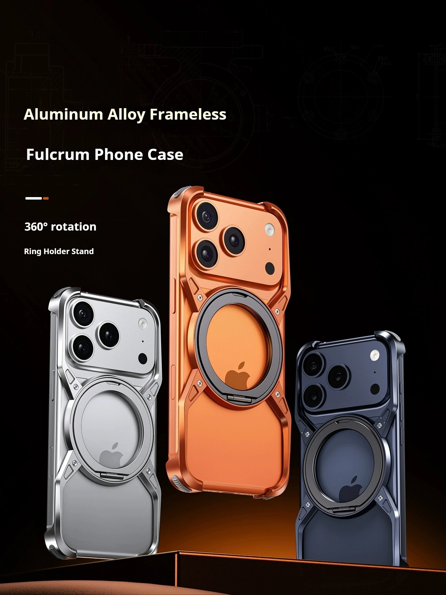 حافظة لهاتف آيفون 17 16 15 14 13 Pro Max 360 دعامة دوارة Magsafe حلقة مغناطيسية حامل غطاء ممتص للصدمات