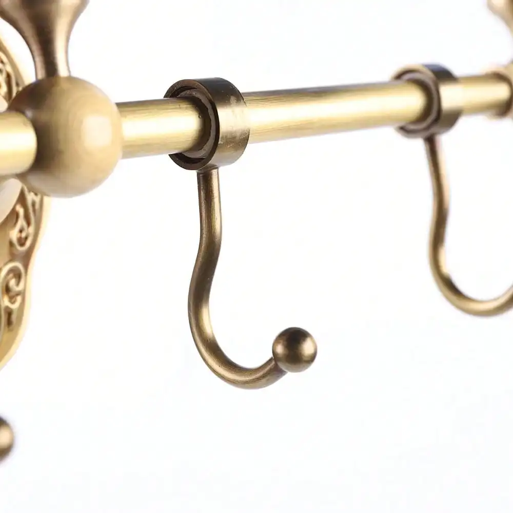 1pc Classic Style Wall Mounted Towel Bar W/ 4 Hooks - Chrome Finish, Bathroom Towel Rack Organizer For Bath, Bedroom, Kitchen