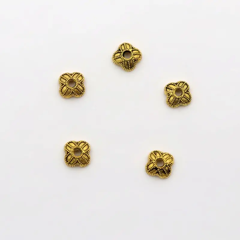100Pcs 7x2.2mm Clover Cross FlowerSparer Loose End Beads Caps for Jewelry Making Finding Diy Accessories Component Wholesale