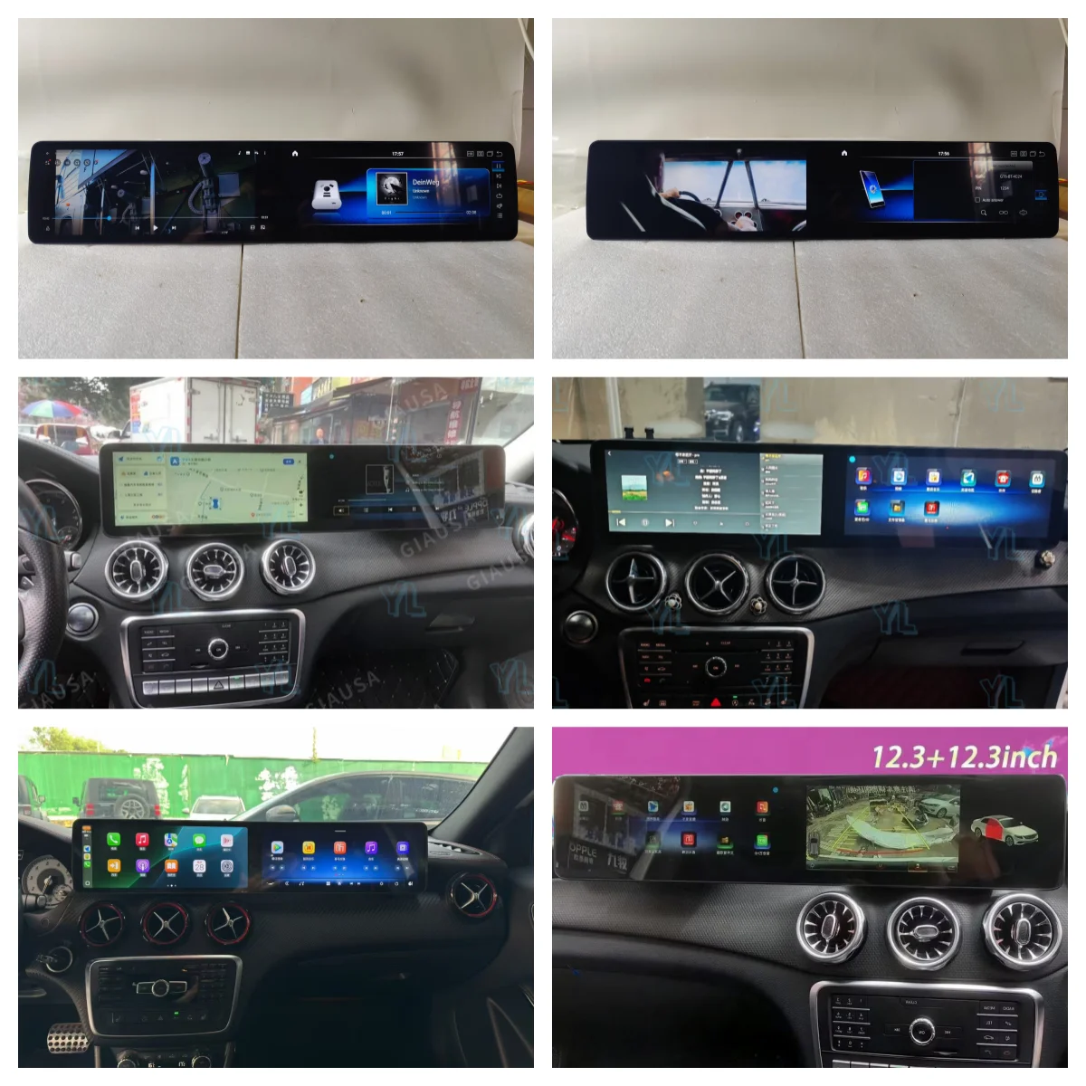ym Dual Screen For Mercedes Benz A Class CLA GLA W176 C117 X156 W246 2013-2018 Android Auto Car GPS Multimedia CarPlay Stereo 4G