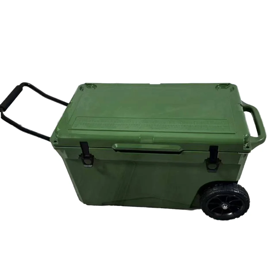 60QT/75QT High Performance Wheeled Freezer Heavy Duty Camping Cooler Beer Storage Fishing Rotomolded Cooler Box