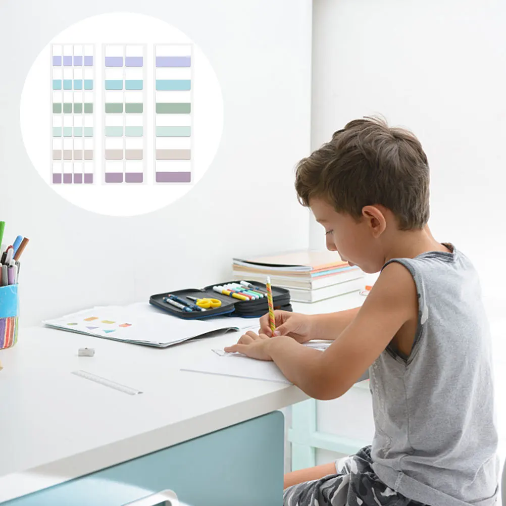 1 set di pennarelli per pagine, blocco note appiccicoso, schede per pagine scrivibili in plastica, schede per libri colorate ad asciugatura rapida per annotare