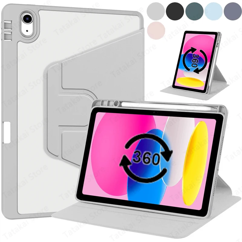 360 Rotating Tablet Case for iPad 11 Case A16 11th Generation 2025 11 inch Cover with Pencil Holder Horizontal/Vertical Stand