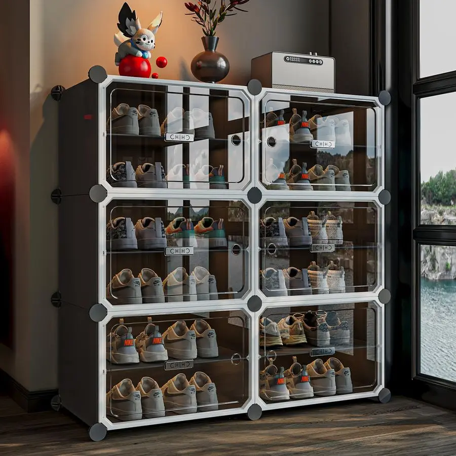 

Shoe Rack,Expandable Shoe Cabinet Easy to Assemble. Shoe Storage with Door,Entryway, Closets, Hallway, and Bedroom.Accommodates