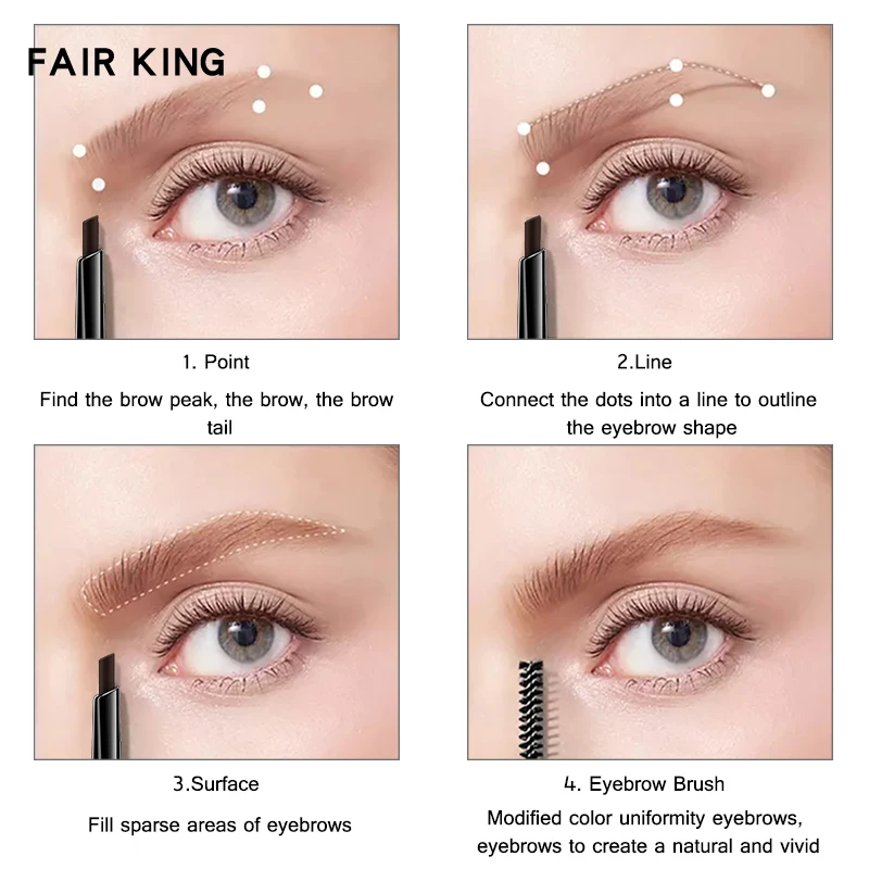 FAIRKING Automatic Double-Headed Waterproof Sweat-Proof Eyebrow Pencil Long-Lasting Easy Coloring Makeup Tool