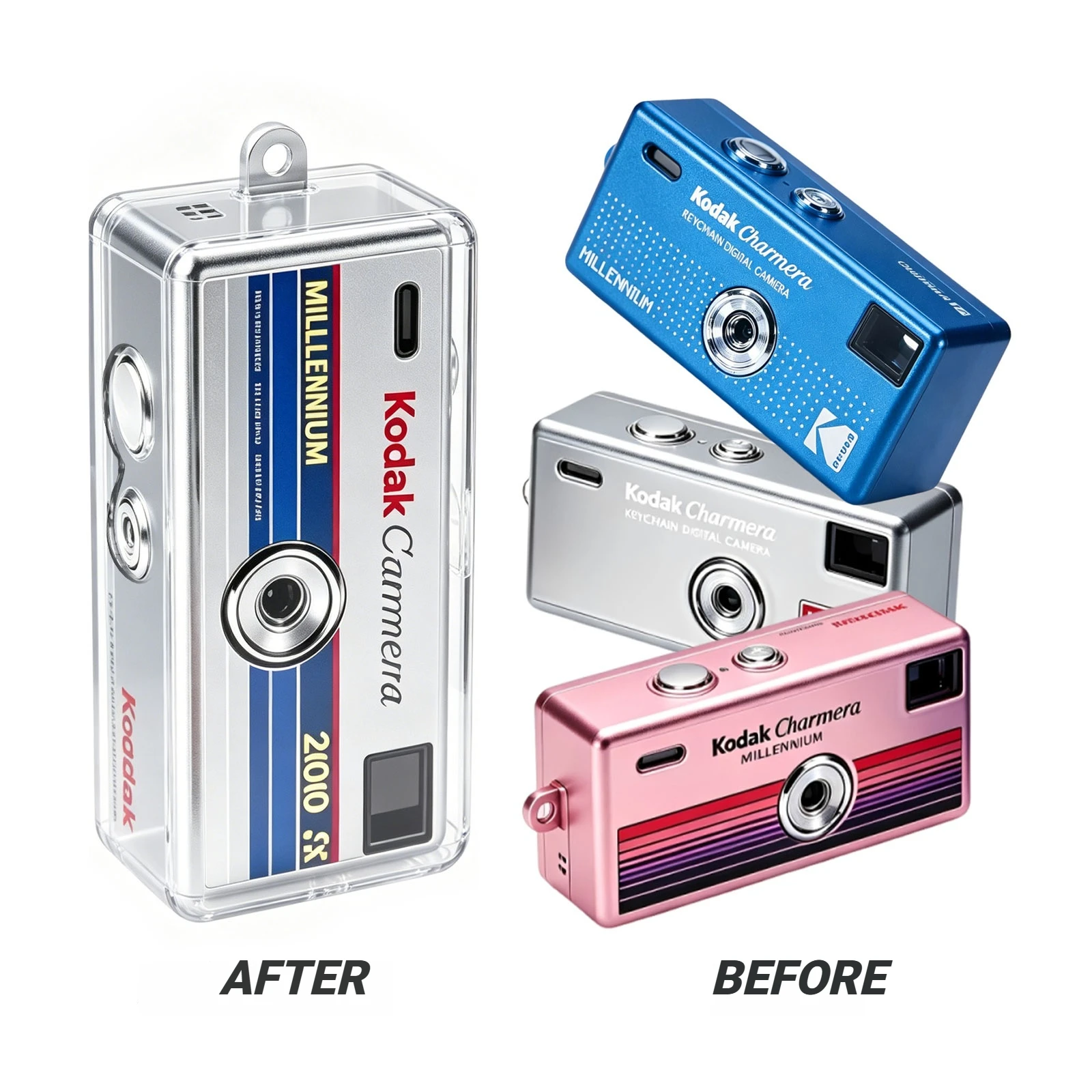 For Kodak Charmera Millenium Transprent TPU Soft Case For Kodak Charmera 2000 Keychain Mini Camera Anti-Drop Camera Case