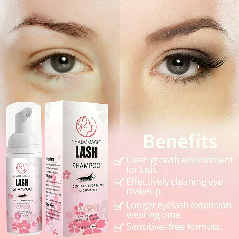 Fast Cleaning Lash Shampoo For Eyelash 60ML Mascara Wand Eyelid Foaming Cleansing, Extension Cleanser Remover