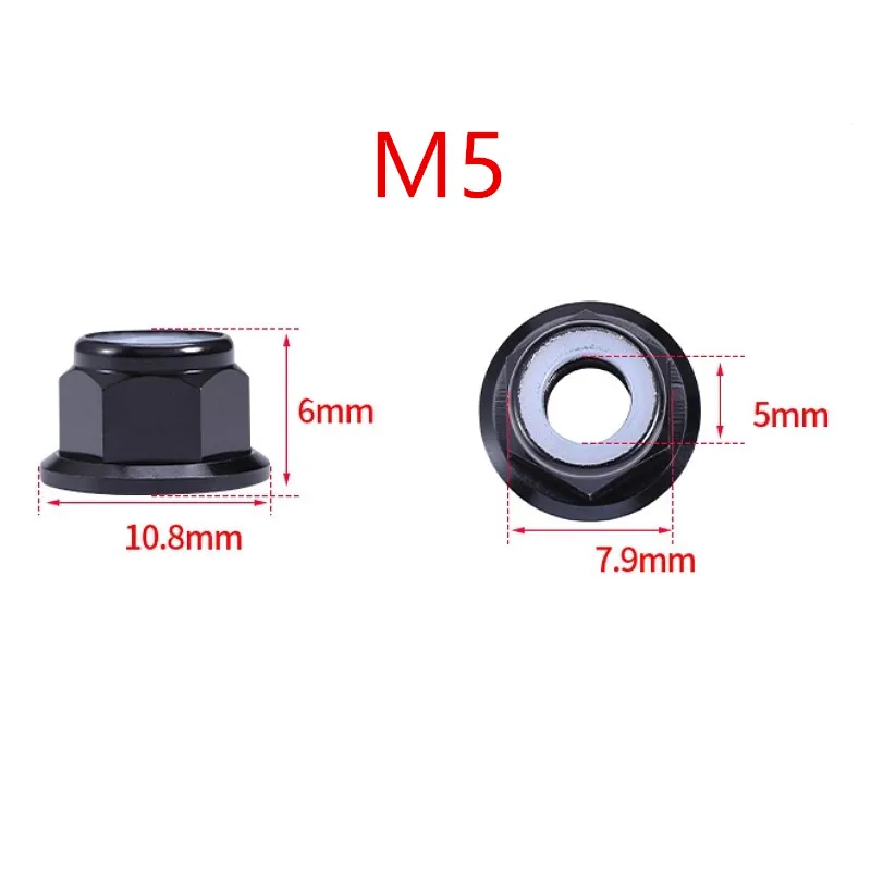 10PCS M3 M4 M5 M6 Aluminum Alloy Flange Nut Nylon Lock Nut Colored Bolt Nut for RC Model Brushless Motor Locking Fastener