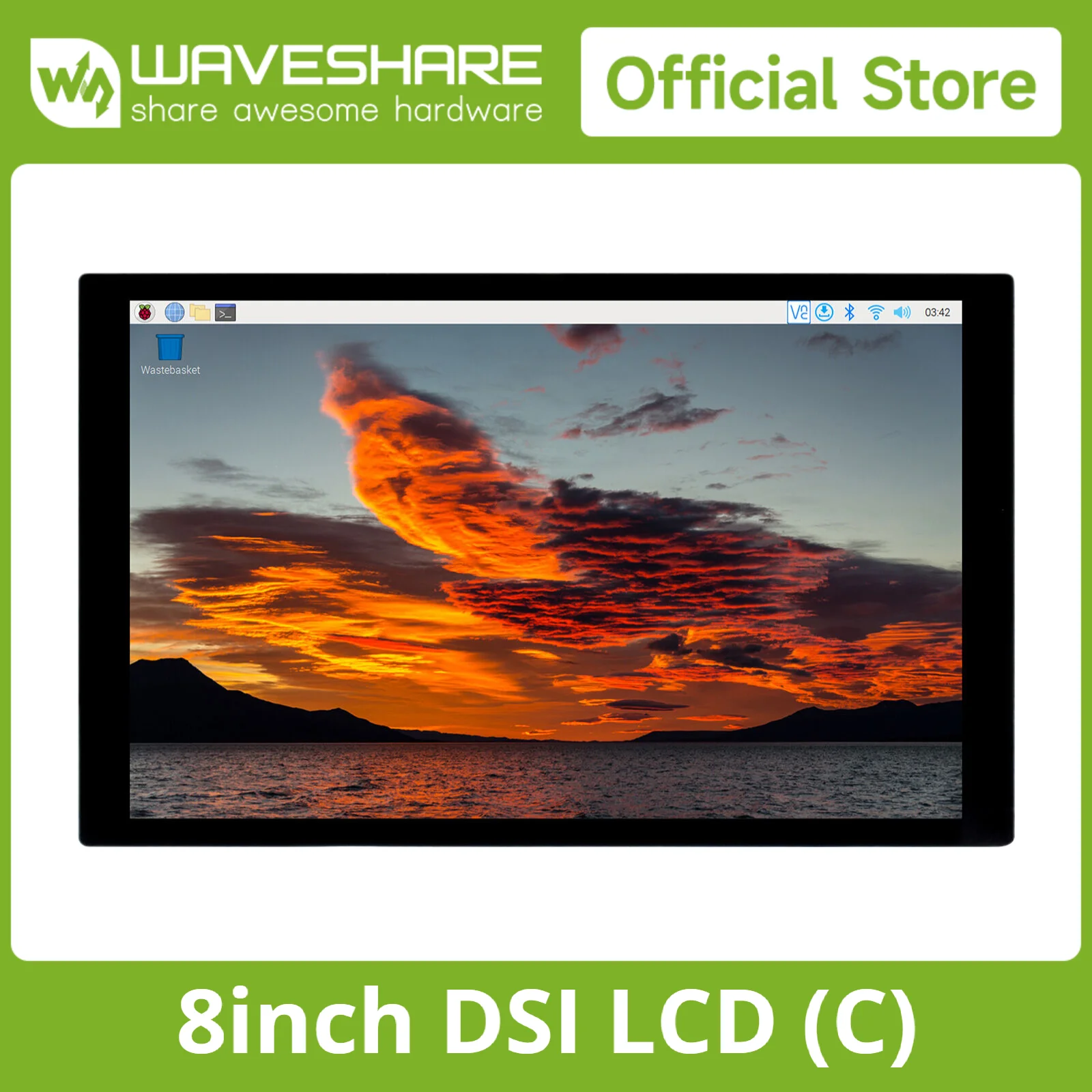 Picture 4: Waveshare 8inch DSI LCD (C) Capacitive Touch Display 10-Point, Toughened Glass, I2C Touch Port, For Raspberry Pi 5/4B/3B