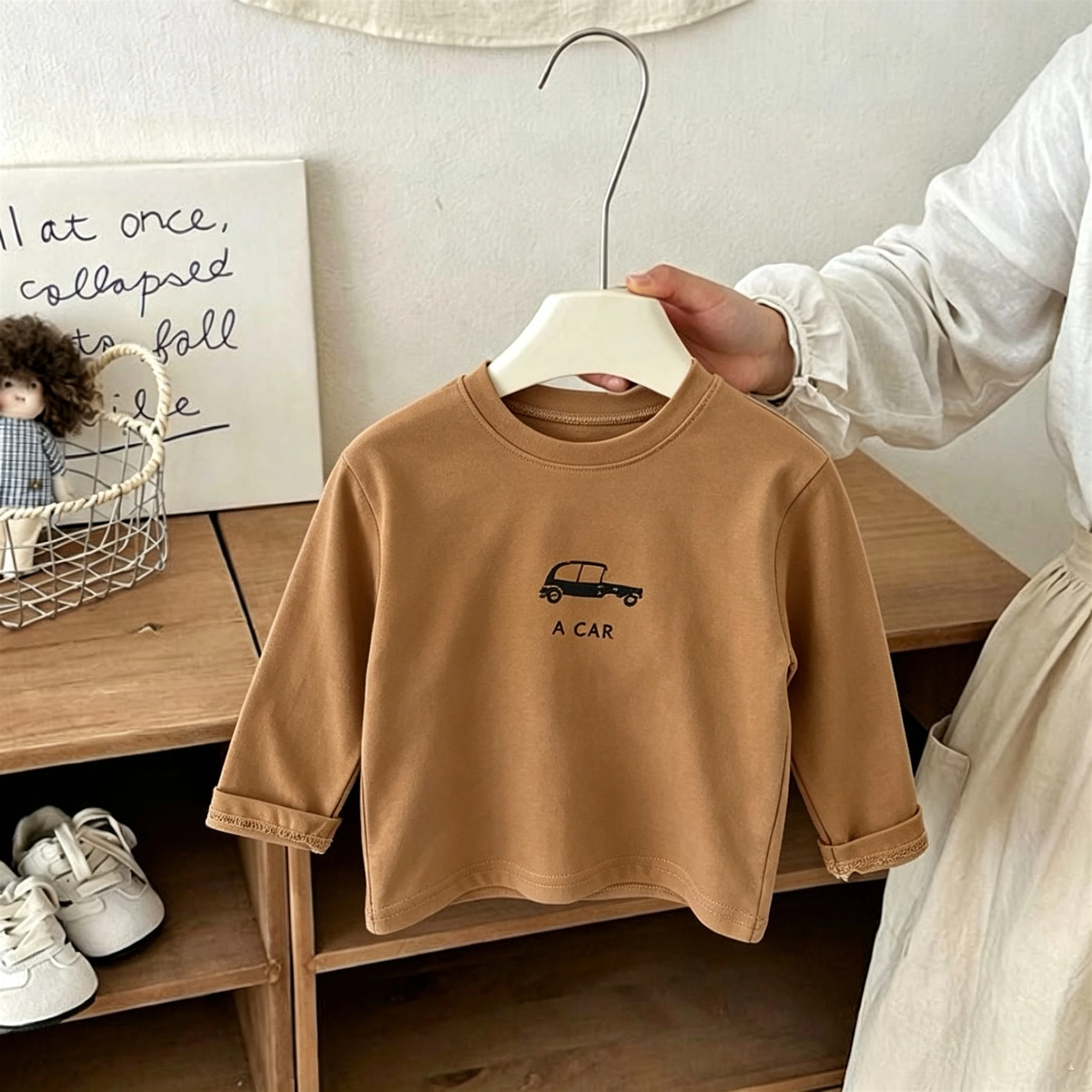 Autumn New Children's Clothes Long Sleeve T-shirt Simple Versatile Baby Girl Boy Crewneck Pullover Blouse Casual Bottoming Shirt