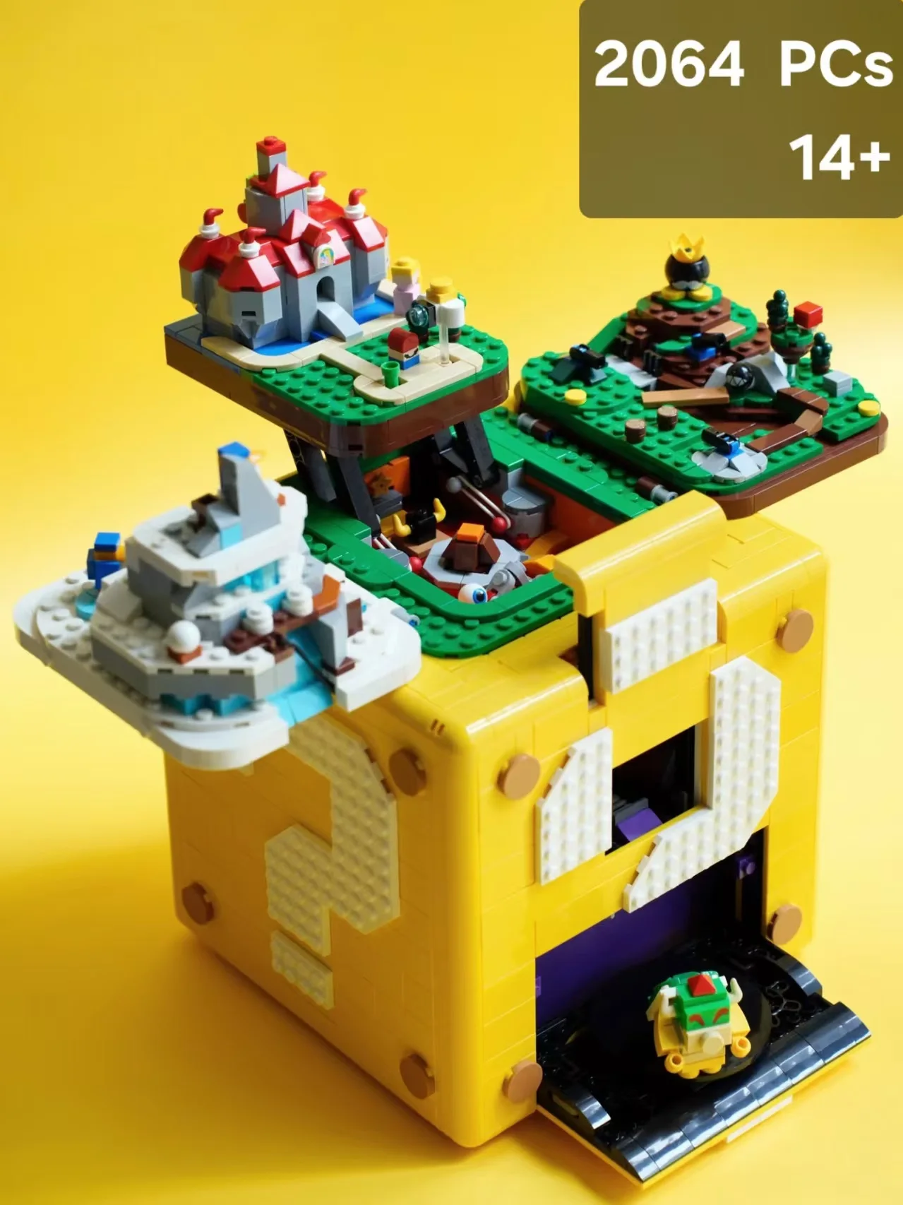 

(2064 детали) - Конструктор MOC Super Marioed64 с знаком вопроса, многофункциональный, в желтом боксе, классическая игровая модель, игрушка и подарок на день рождения