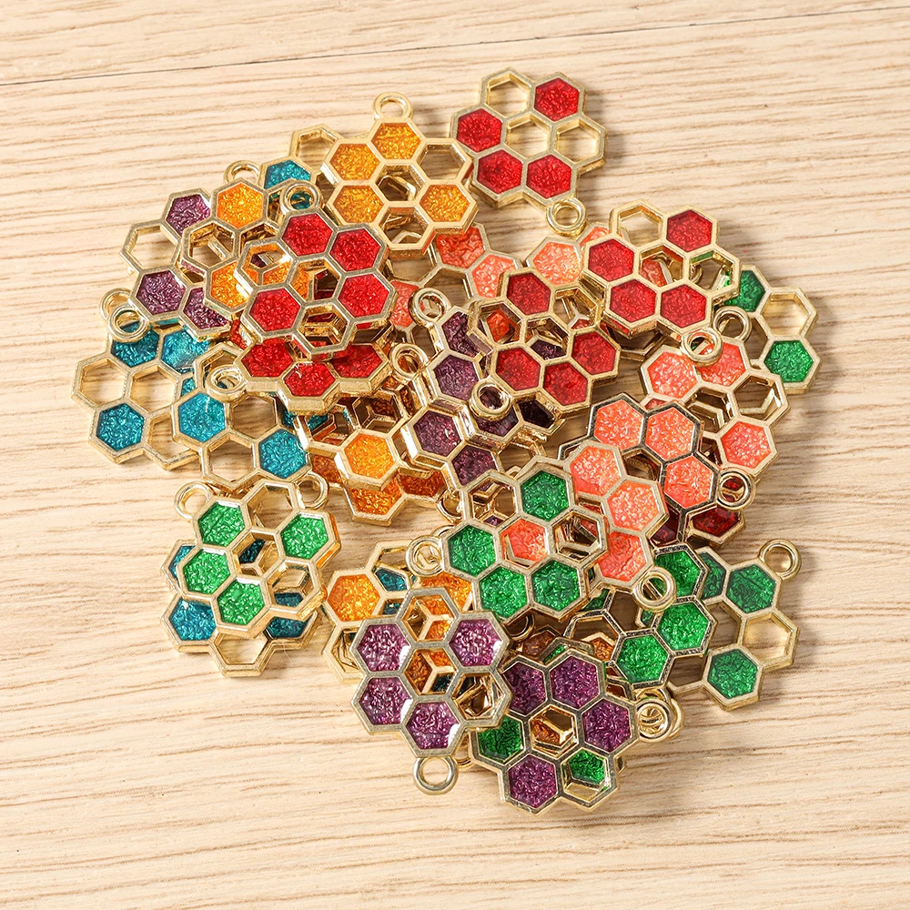 Tusember 20 Stück Bunte 19*15mm Kawaii Emaille Niedliche Honig-Bienen-Anhänger für Ohrringe, Halsketten, Schmuckherstellung, DIY-Zubehör – Detail 1