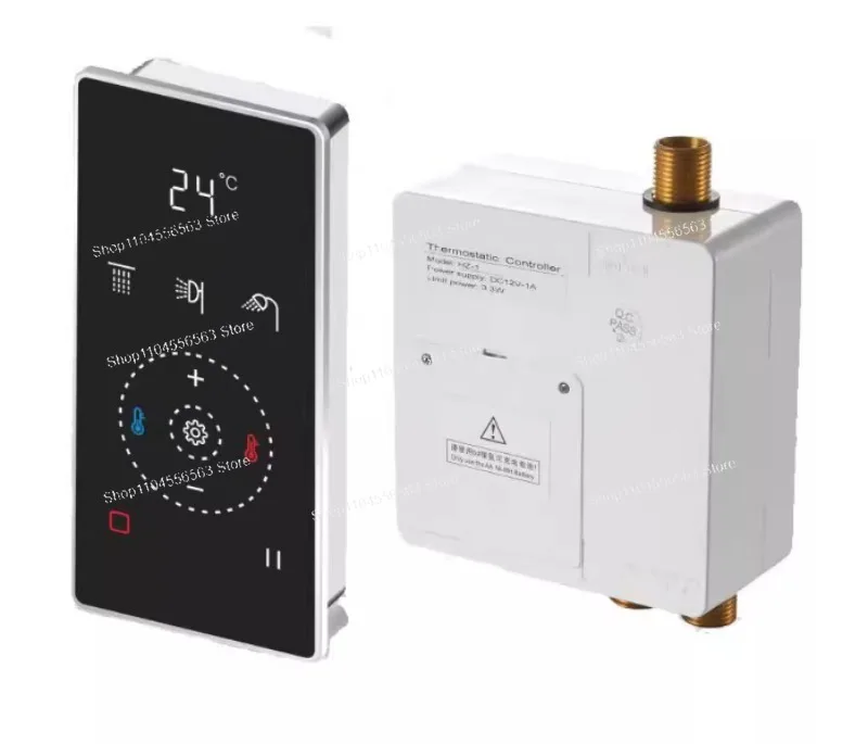 

Цифровой черный LED-термостат для душа с ЖК-дисплеем, смесительный клапан 2/3-ходовой, черная душевая панель, смеситель для ванной комнаты с умным дисплеем