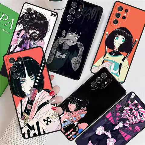 Japanese Style Anime Girl For Samsung Galaxy S24 Ultra S21 S22 S8 S9 S10E Note 10 20 Plus FE S23 Phone case Cover Coque