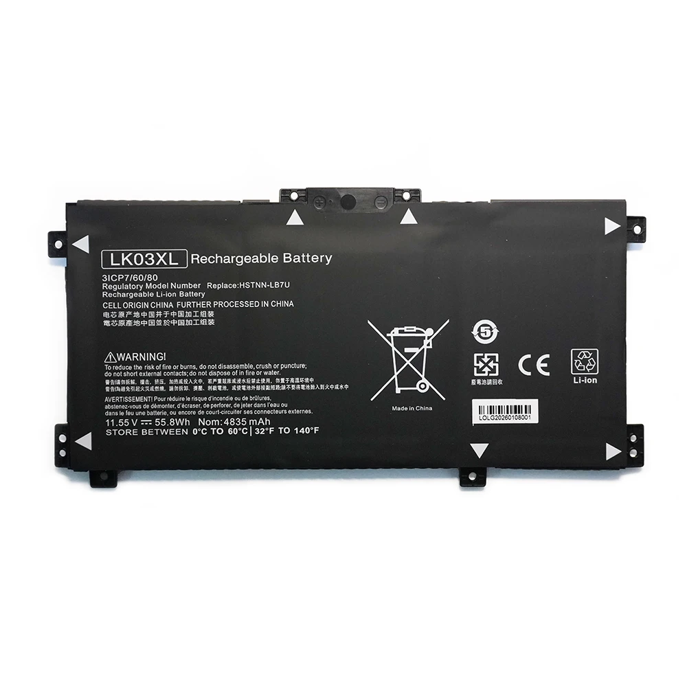 7XINbox LK03XL 11.55V 4835mAh 55.8Wh OEM Laptop Battery For HP Envy X360 15-BP 15-BQ 17-AE 17-CE L09280-855 series