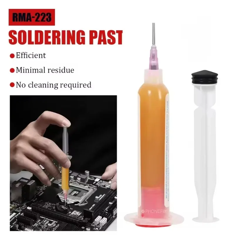 

Solder Paste RMA-223 Soldering Paste With Syringe Barrel For Computer Chips Phone LED BGA SMD PGA PCB Repair Tools