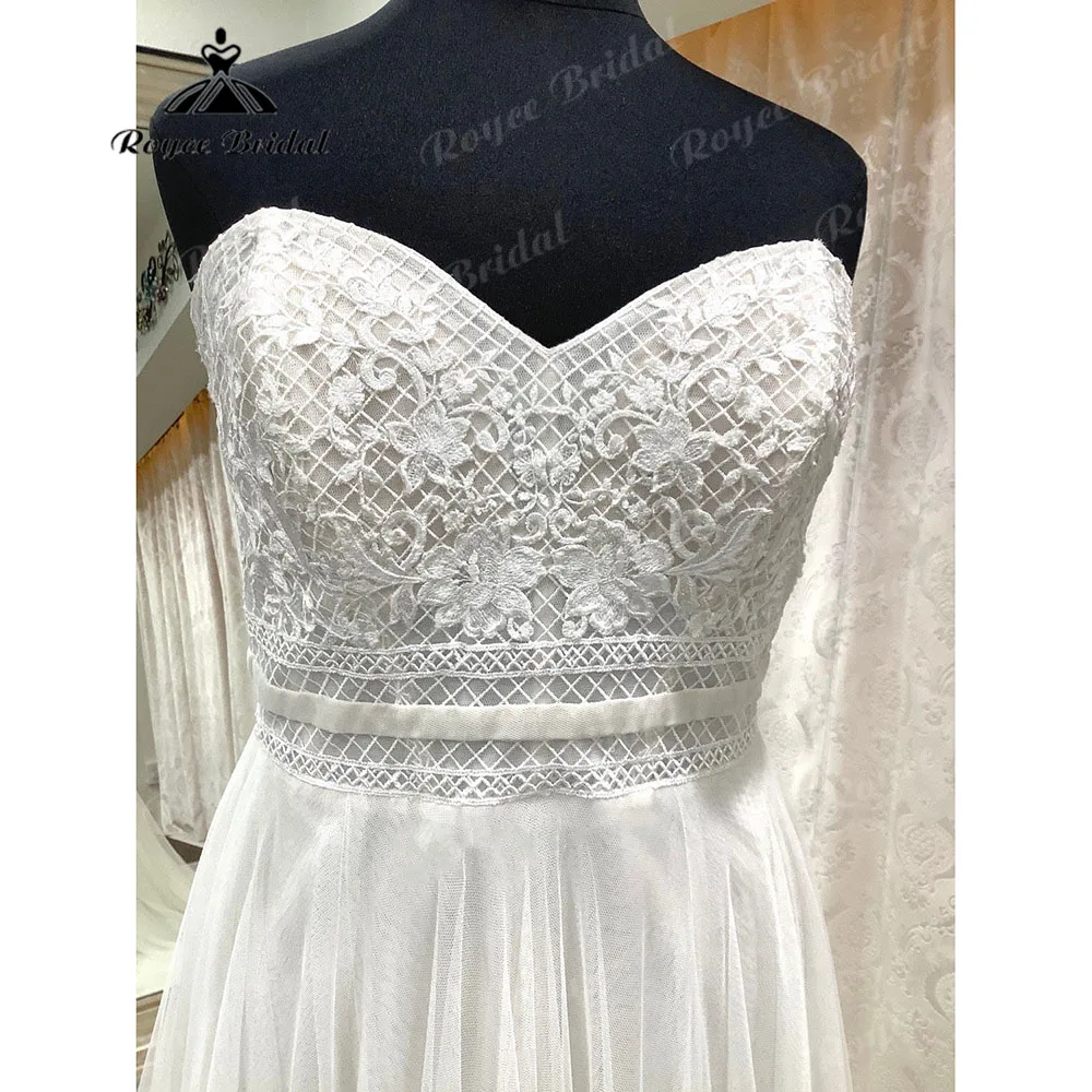 2023 Summer Off Shoulder Lace Soft Tulle Sweetheart Neckline Boho A Line Wedding Dress for Bride Robe Civil Wedding Gown Elegant