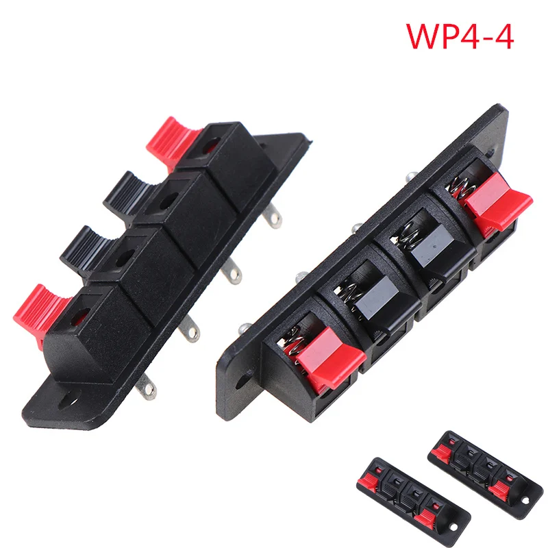 2Pcs 2 3 4 Position Connector Terminal Push Jack Loaded Spring 4 Pole Audio Speaker Terminal Plug Socket Clip